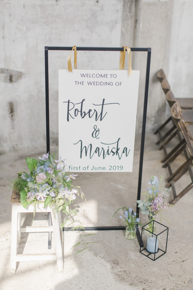 Schild für die Hochzeit