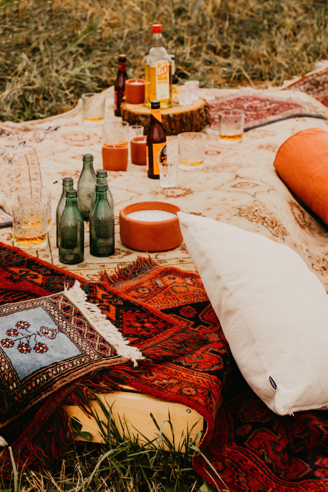 Picknick Decke und Getränke