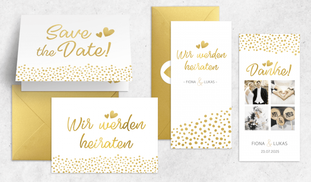 Hochzeitskarten Schrift Gold