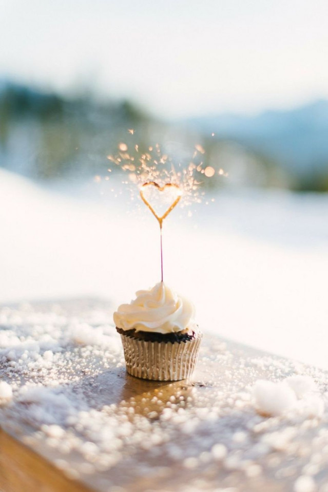 Cupcake mit Wunderkerze