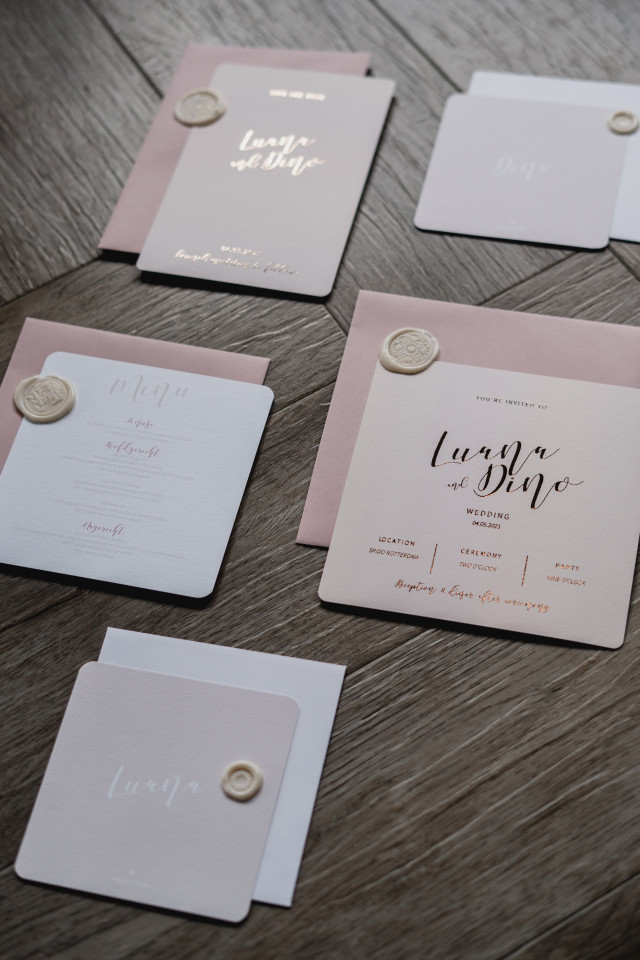 Hochzeitskarten rosa und gold