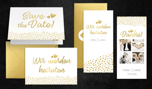 Hochzeitskarten Gold Schwarz